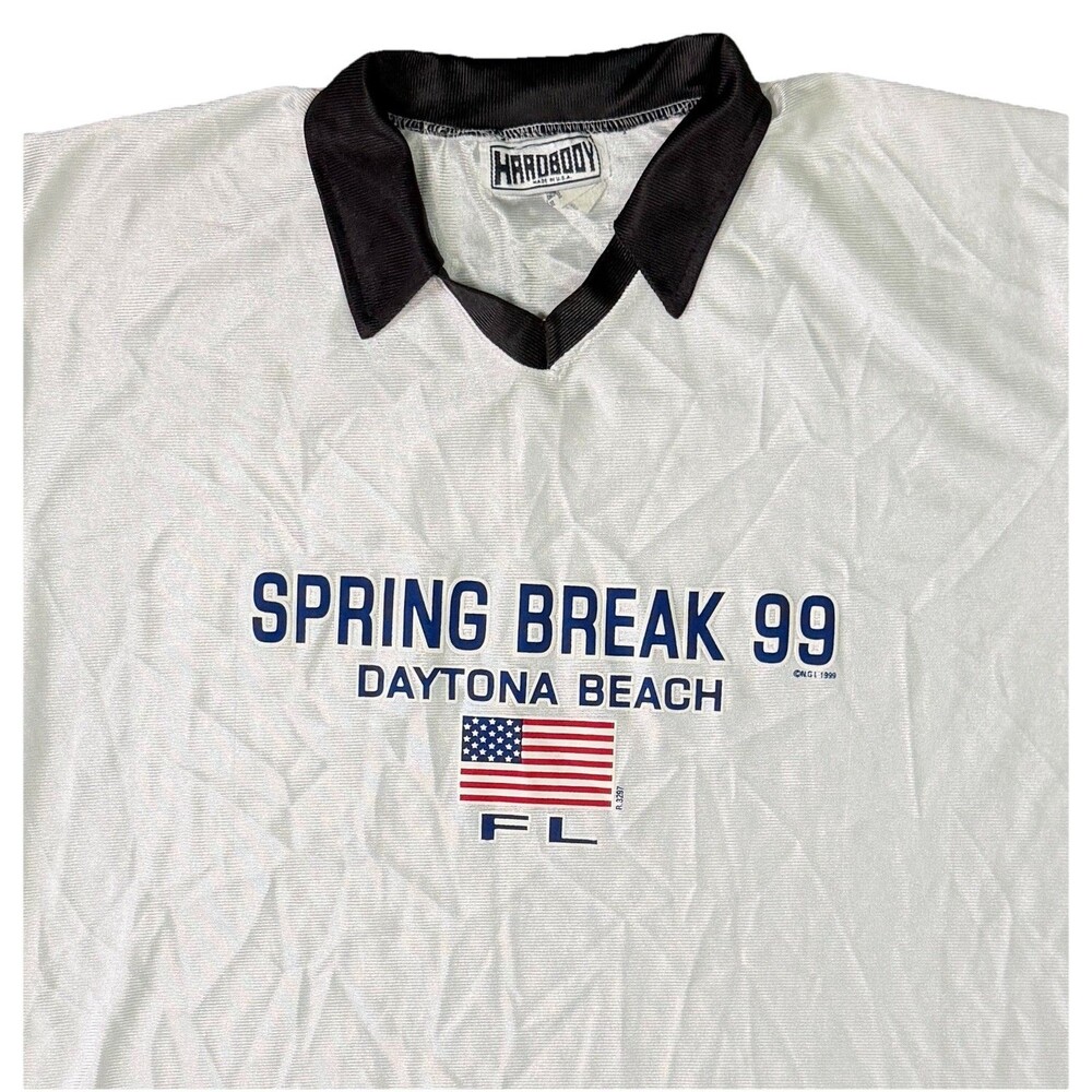Daytona Beach Satin‎ Feel White Shirt L/XL 1999 Spring Break Florida USA